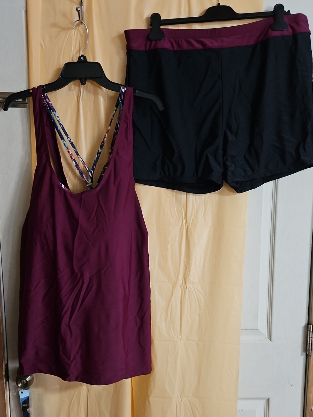 HOLIPICK High Waisted 3 Piece Tankini Swimsuits For Women-Maroon Leaf: NWT: 24W